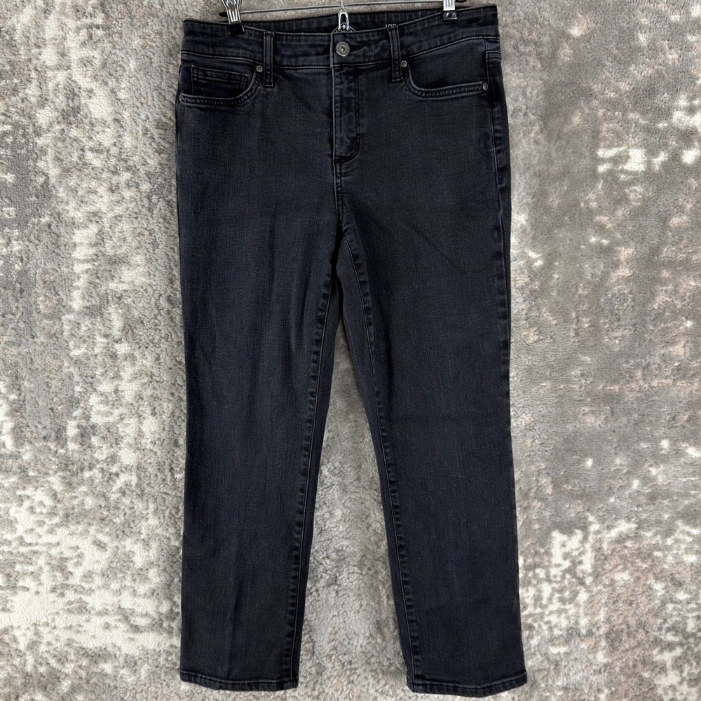St. John's Bay Size 10p Straight Leg Stretch Denim Jeans Black Womens
